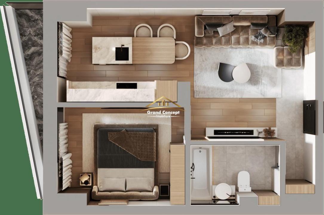 Apartament 1 camera, Dacia, 44.86mp, €63.379 Cod Oferta: 10199 - 1