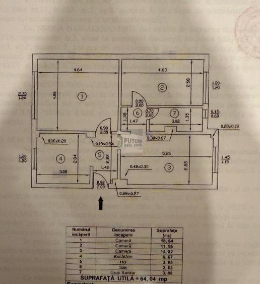 Apartament 3 camere | 64 mp | Zonă liniștită, excelent conectată - 16