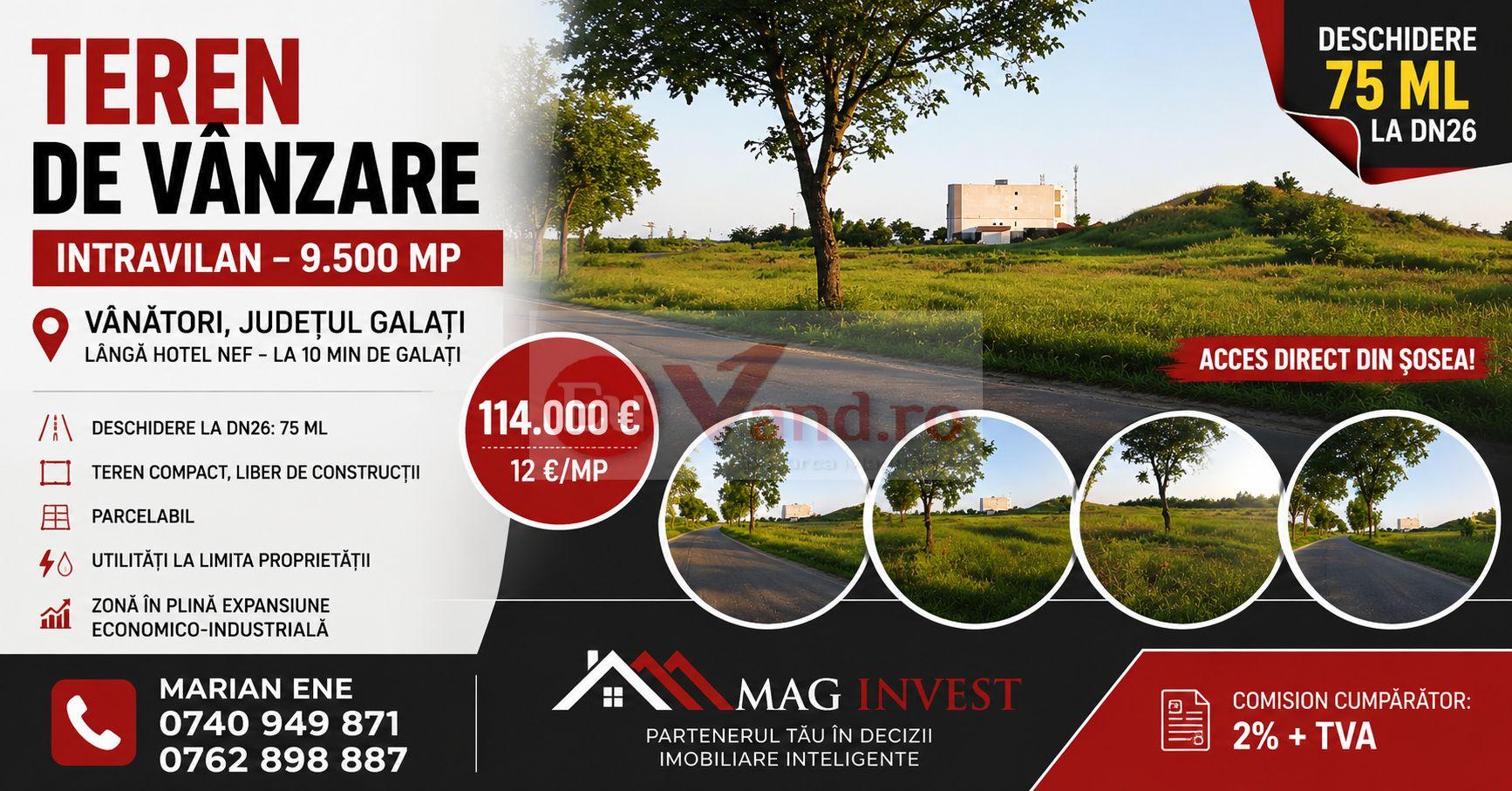 Vânzare teren intravilan – 9.500 mp, DN26 - Tulucesti - 2