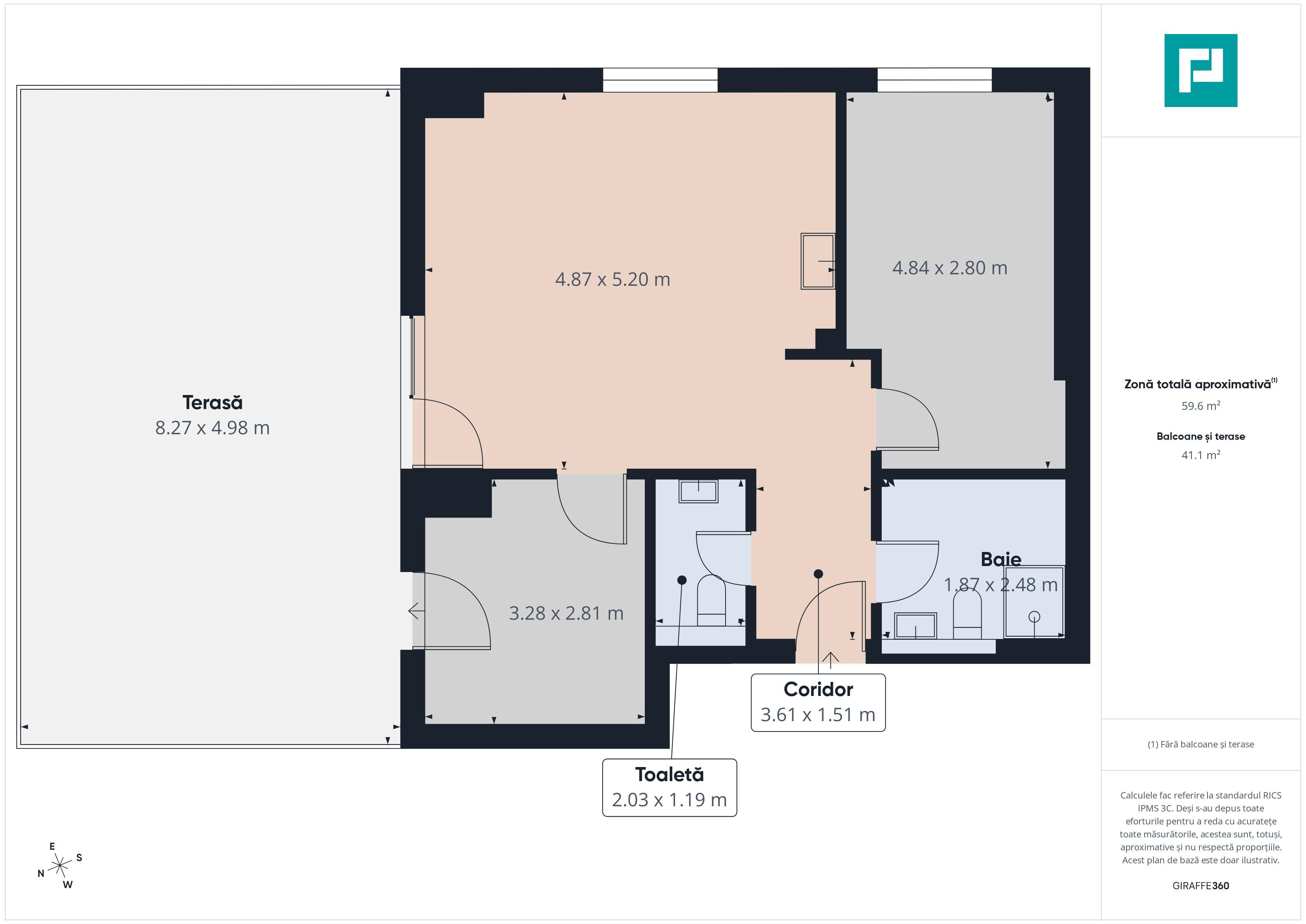 Apartament 3 camere Premium , terasă 22 mp, etaj 8 - 5