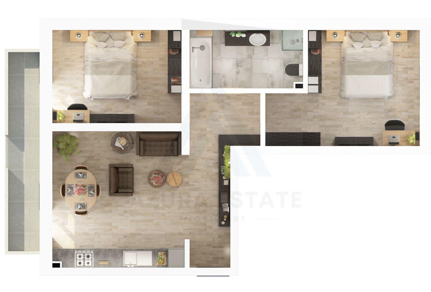 Apartament 3 camere balcon 7.8 mp si parcare privata pe Dna Stanca - 9