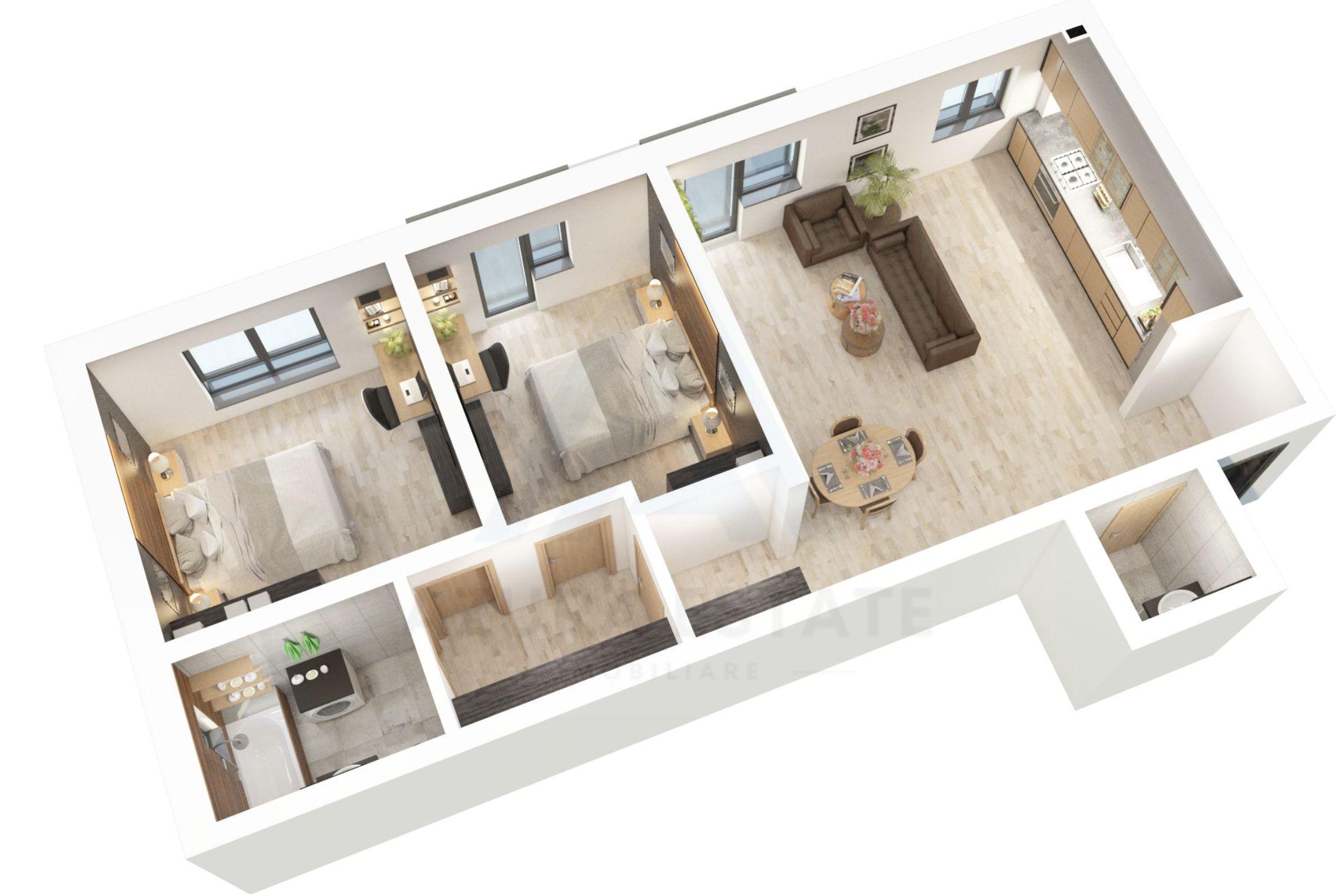 Apartament 73.5 mp utili 3 camere 2 bai si parcare in zona Dna Stanca - 13