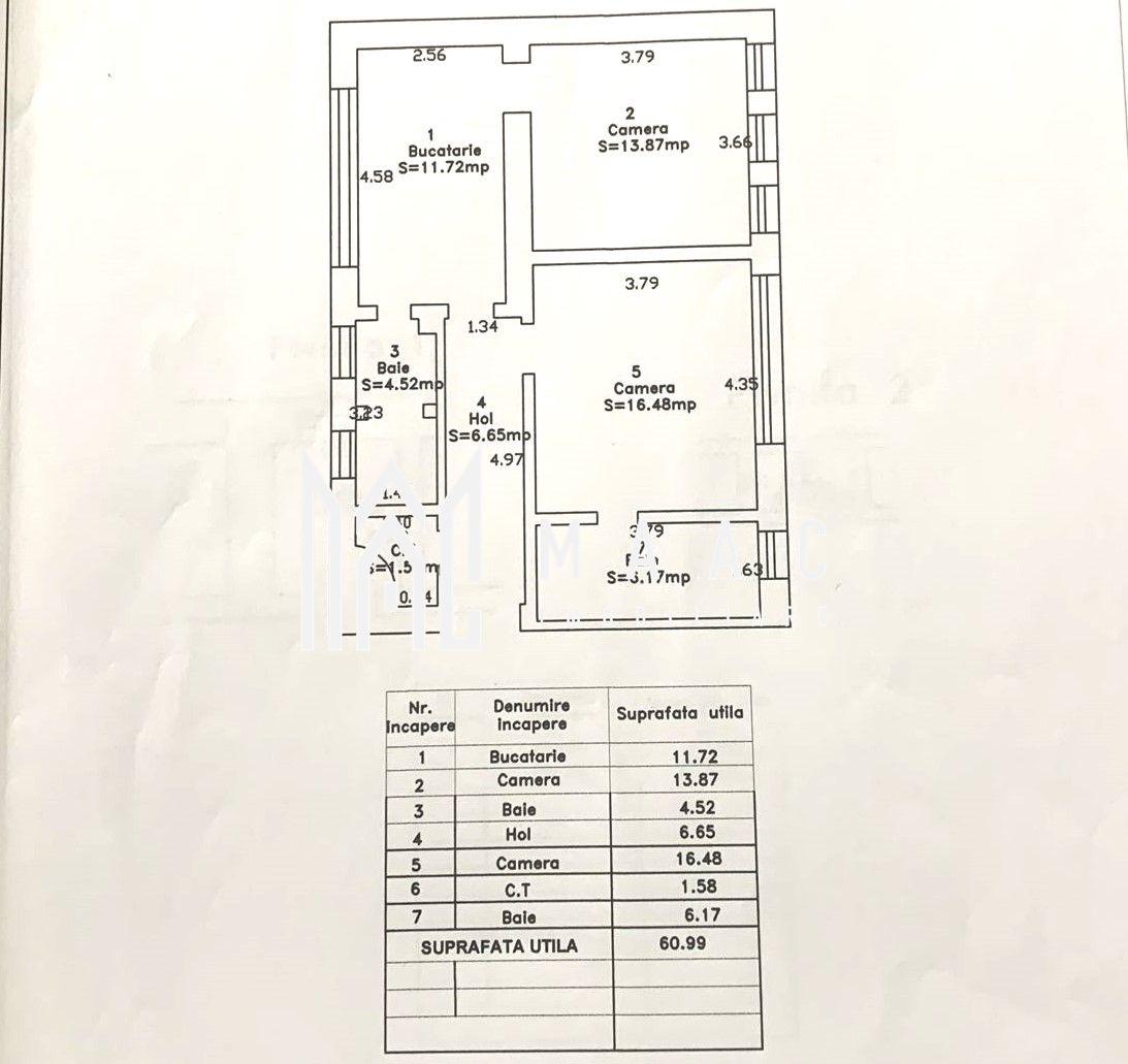 Apartament 2 camere decomandat | Sibiu Ultracentral | 61 mp, 2 băi - 2
