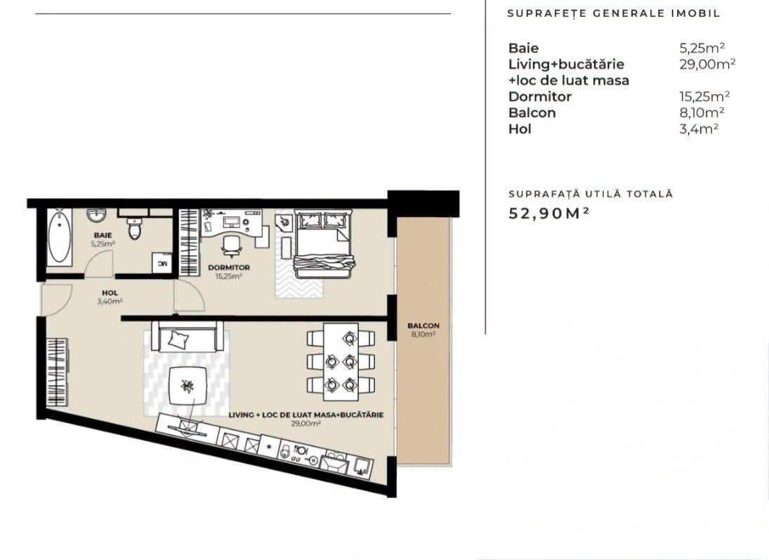 Apartament nou de vânzare | 2 camere | etaj intermediar | balcon - 1