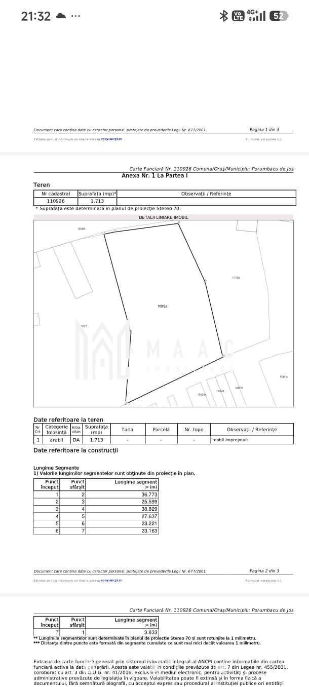 Teren intravilan 1713 mp | Colun | 27 m deschidere, utilități - 2