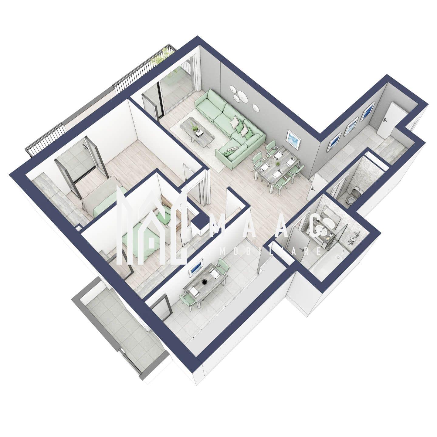 Apartament 3 camere | Balcoane 15.1 mp | Etaj 1 | Turnisor - 5
