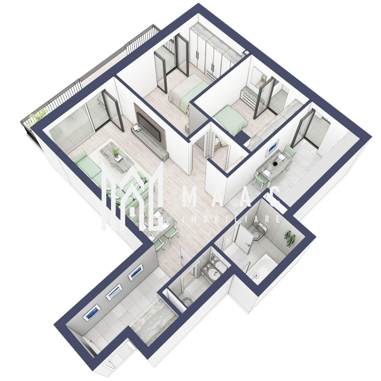 Apartament 3 camere | Balcoane 15.1 mp | Etaj 1 | Turnisor - 4