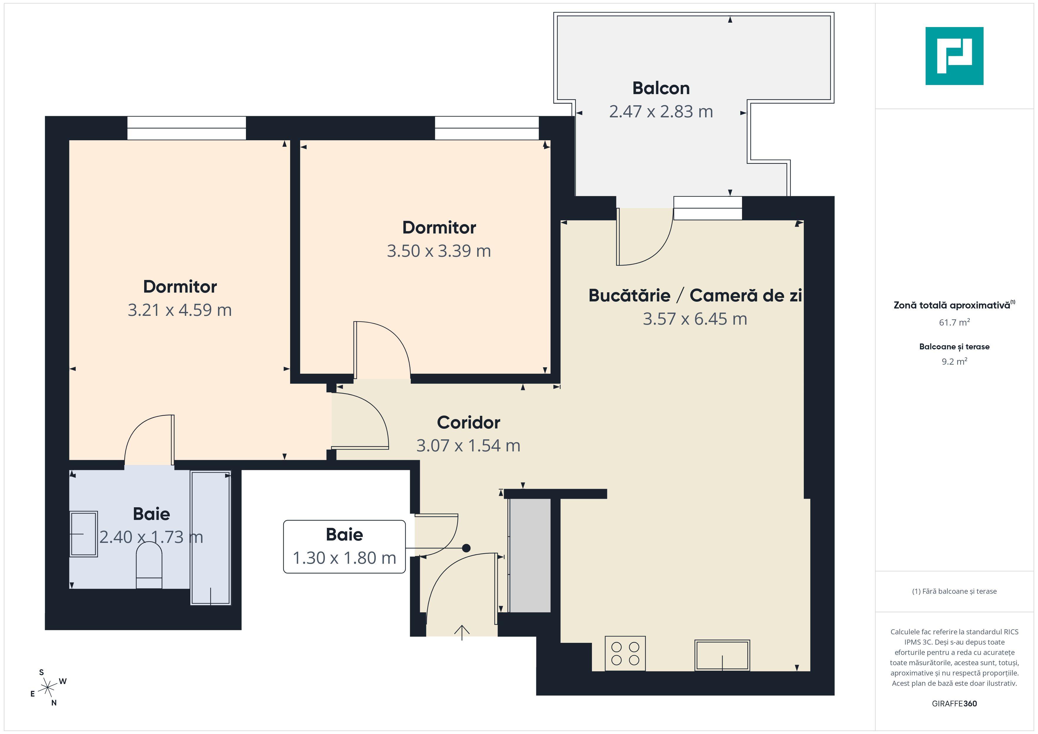 3 camere Prima închiriere | Cortina North - 9
