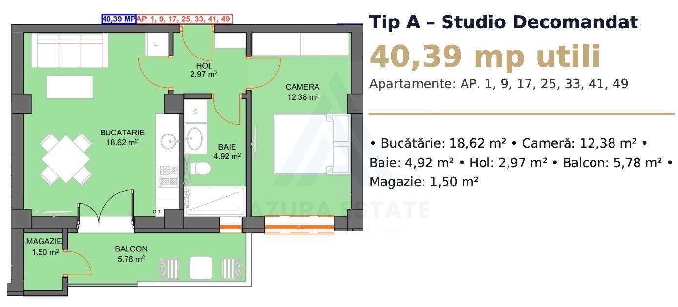 Apartament 40.39 mp utili balcon 7.3 mp lift si parcare pe Dna Stanca - 9