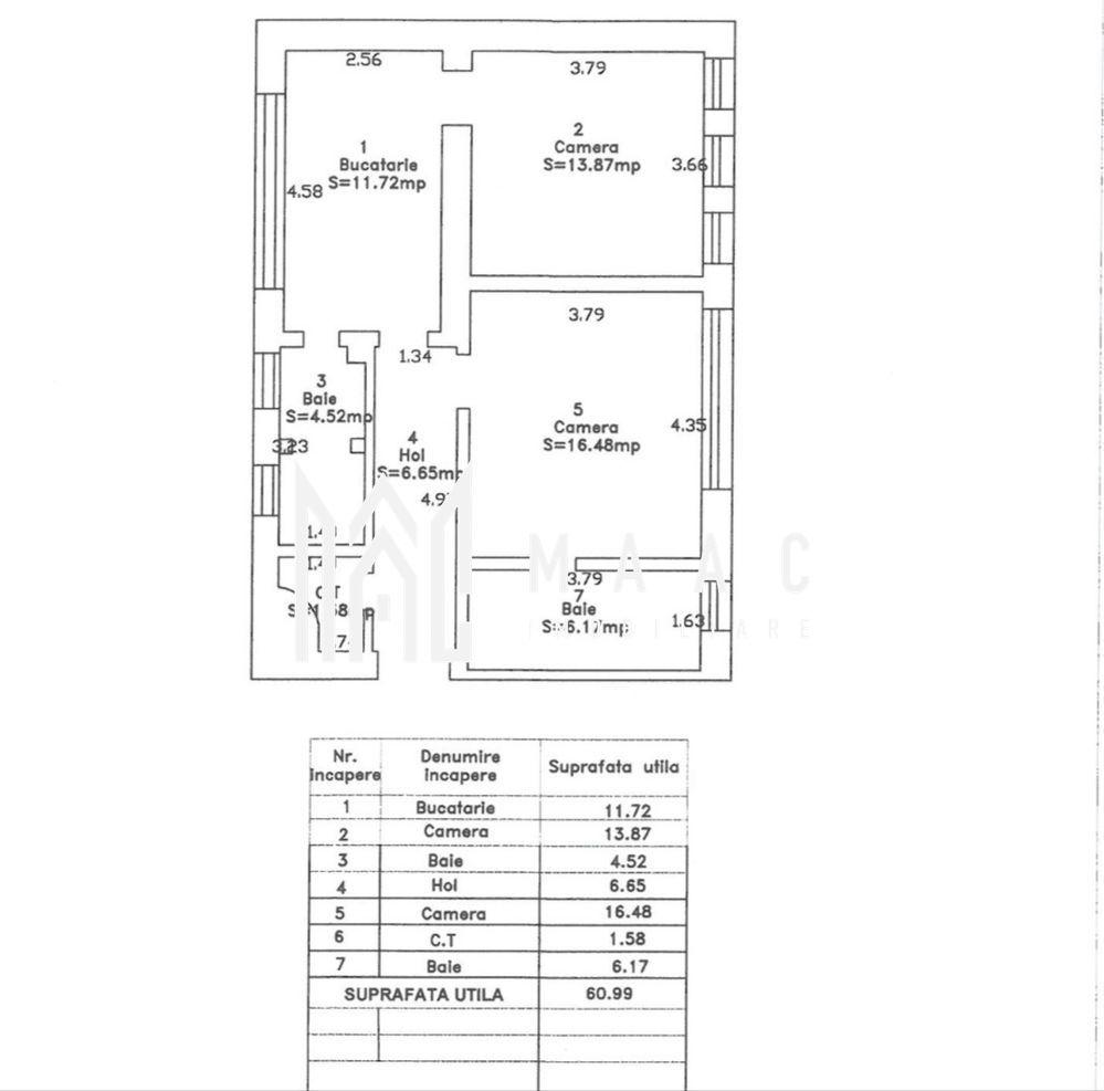 Apartament 2 camere de vânzare | Sibiu | Ultracentral | 2 băi - 8