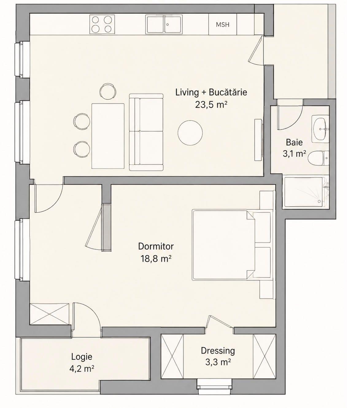 Apartament 2 camere, balcon, etaj intermediar, garaj, zona Eroilor - 14