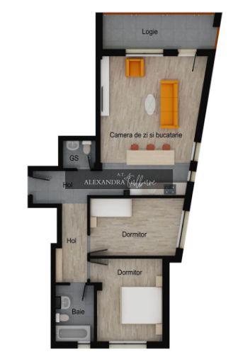 Apartament 3 camere, 2 bai, 71 mp, etaj intermediar, balcon, garaj. - 3