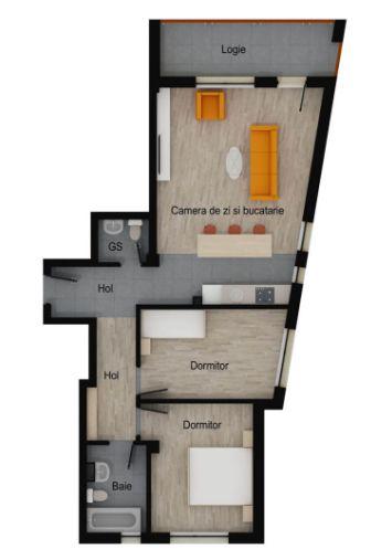 Apartament 3 camere, 2 bai, 71 mp, etaj intermediar, balcon, garaj. - 3