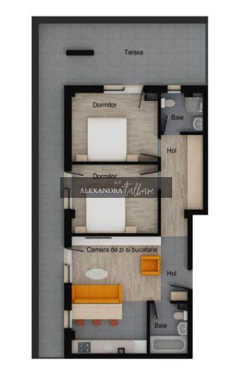 Apartament 3 camere, 2 bai, 62 mp utili, terasa 35 mp, garaj, boxa - 3