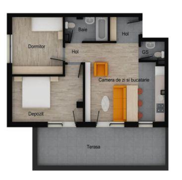 Apartament 3 camere, 2 bai, 58 mp utili, terasa 19 mp, garaj, boxa - 3