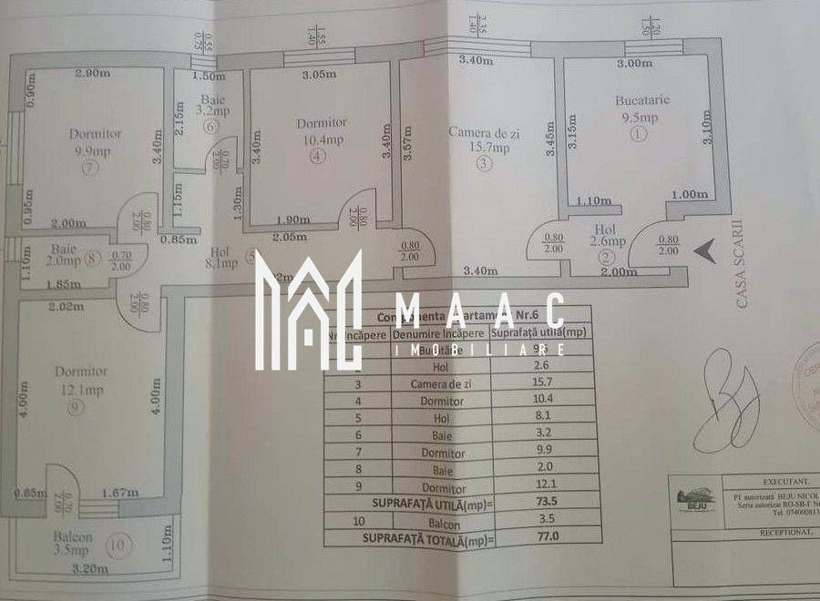 Apartament 4 camere de închiriat | Sibiu | 73 mp | etaj 1 - 16