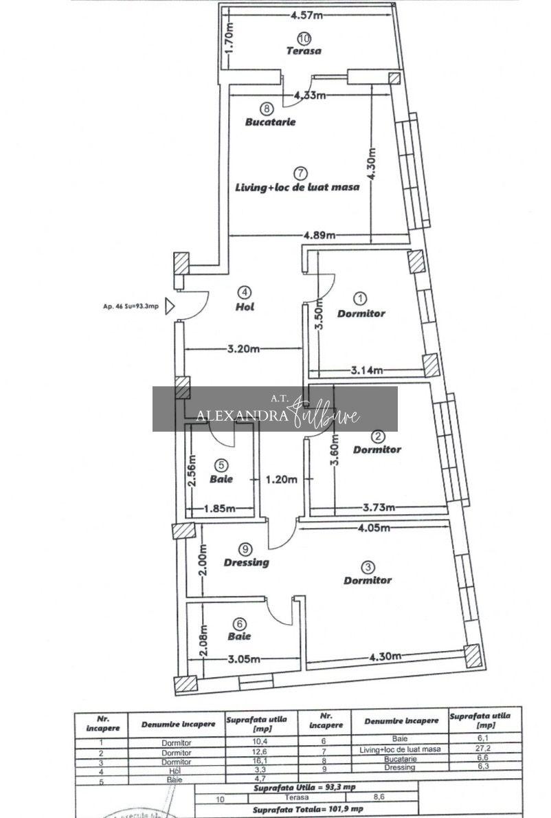 Apartament spatios | 102 mp | 3 dormitoare | parcare | C. Baciului - 13