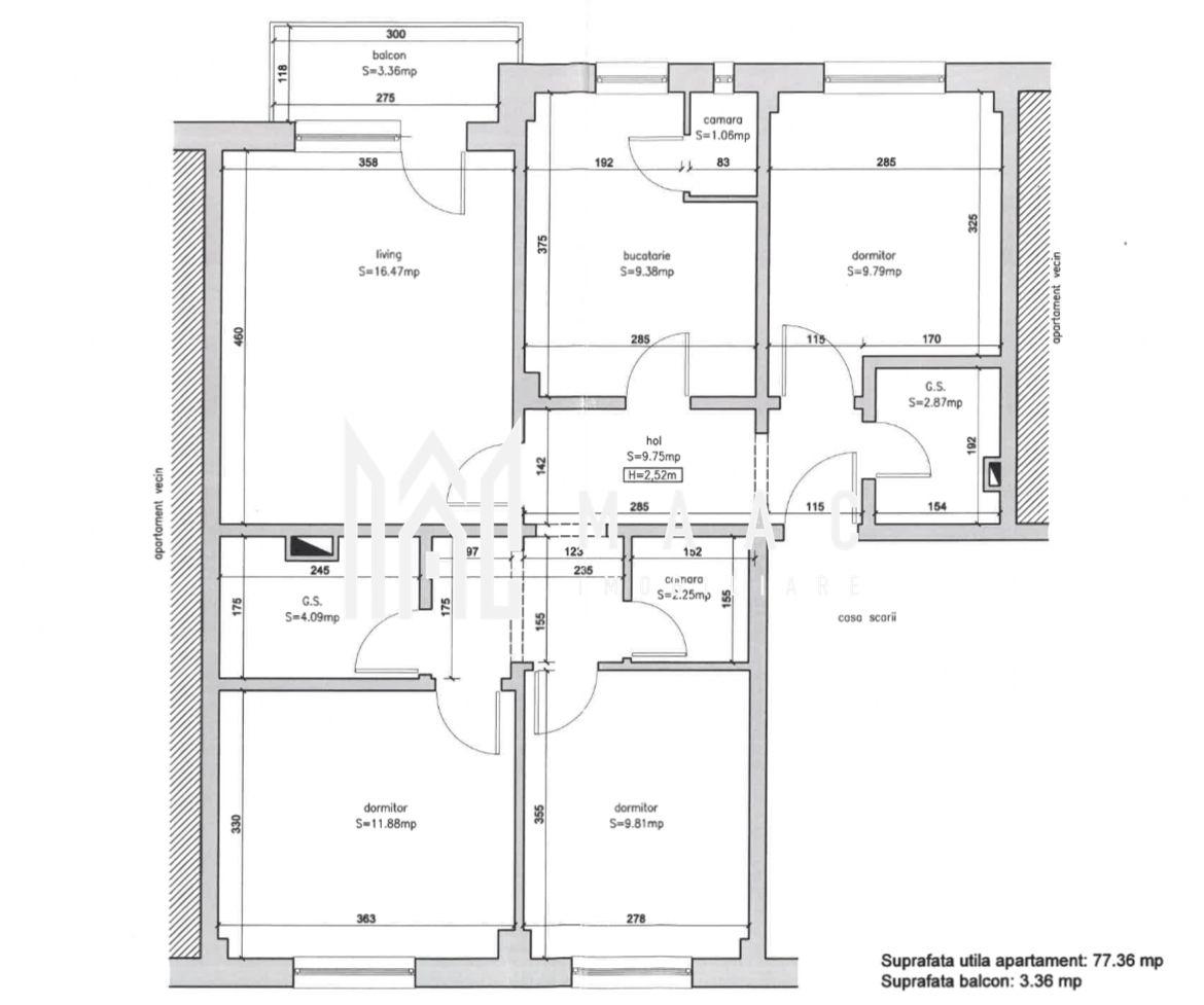 Apartament de vânzare Sibiu | Vasile Aaron | 4 camere | decomandat - 2