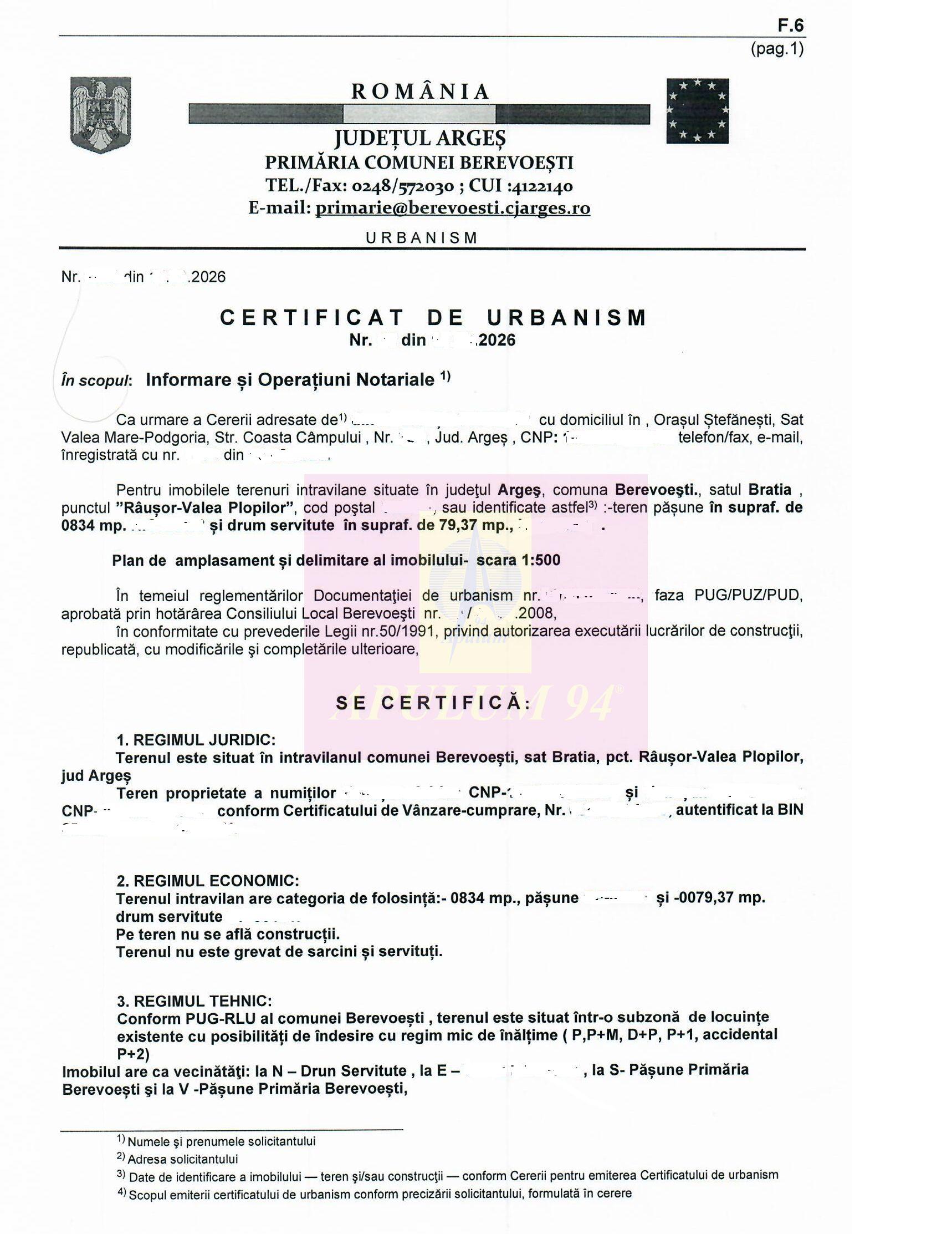 BEREVOIESTI (AG) SE VINDE TEREN 834 MP IN zona Pastravaria Rausor - 8
