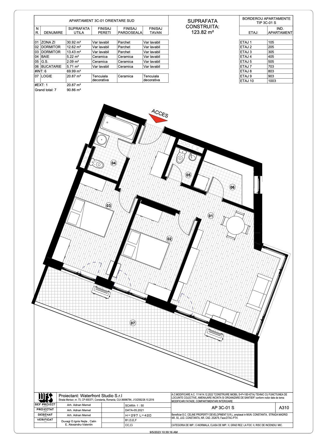 Tomis Plus - Celine Elegance - Vânzare apartament cu 3 camere, etaj 8. - 2